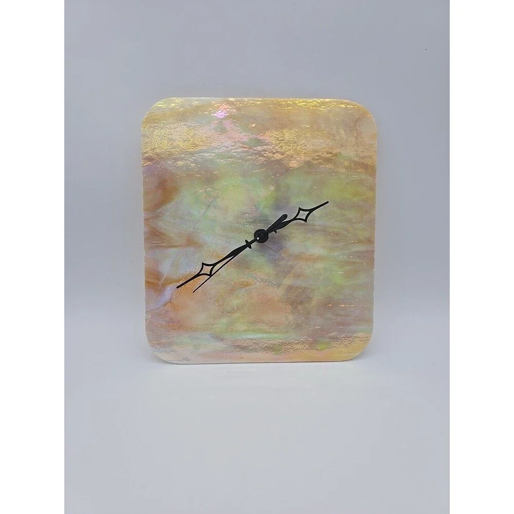 Irridescent Stained Glass Handmade Wall Clock